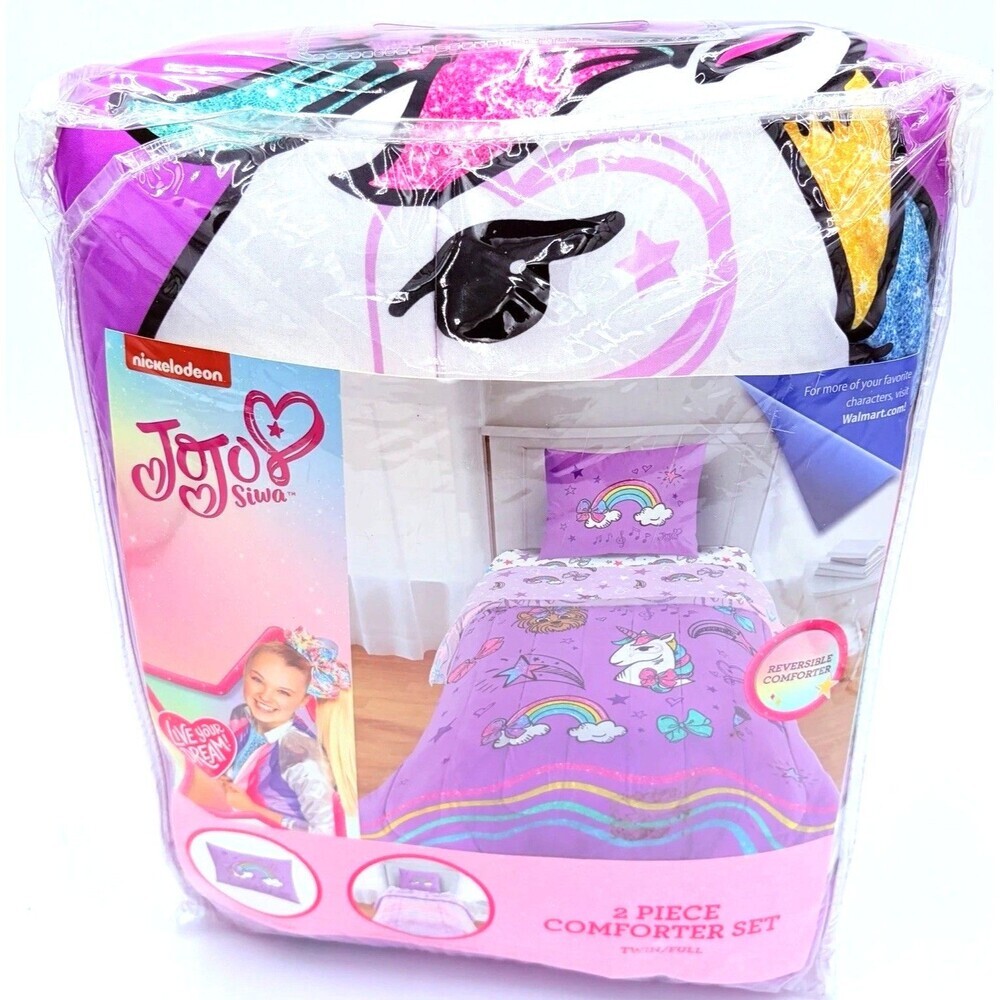 Nickelodeon JoJo Siwa Twin/Full Reversible Comforter and Sham Set Kid's Bedding